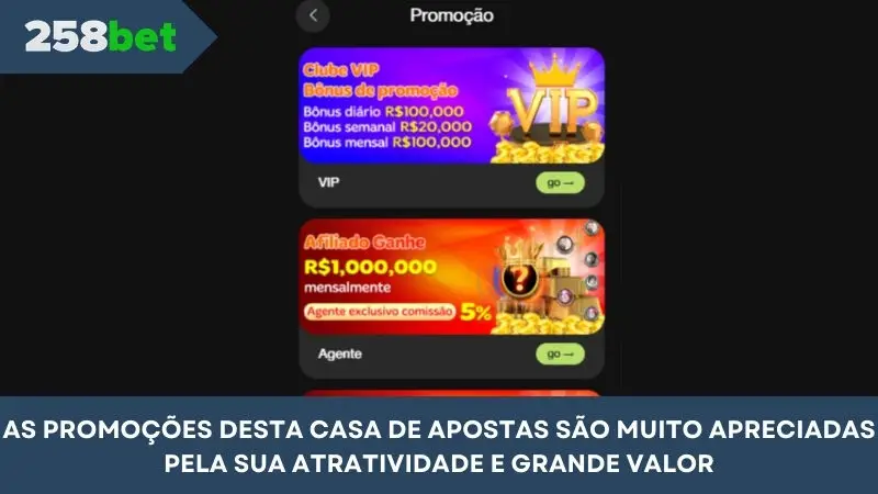 As promoções desta casa de apostas são muito apreciadas pela sua atratividade e grande valor