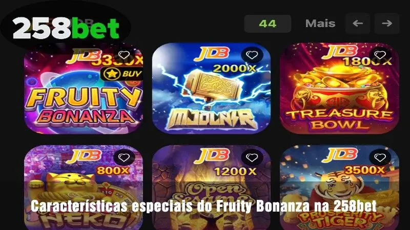 Características especiais do Fruity Bonanza na 258bet