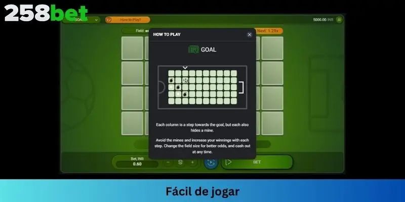 A maneira de jogar o jogo Goal é simples e fácil